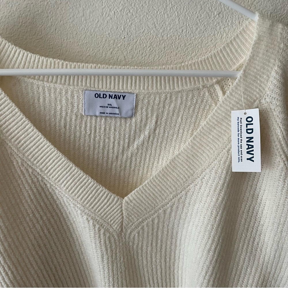 NWT Old Navy SoSoft Loose V-Neck Sweater Creme De La Creme - Picture 4 of 8